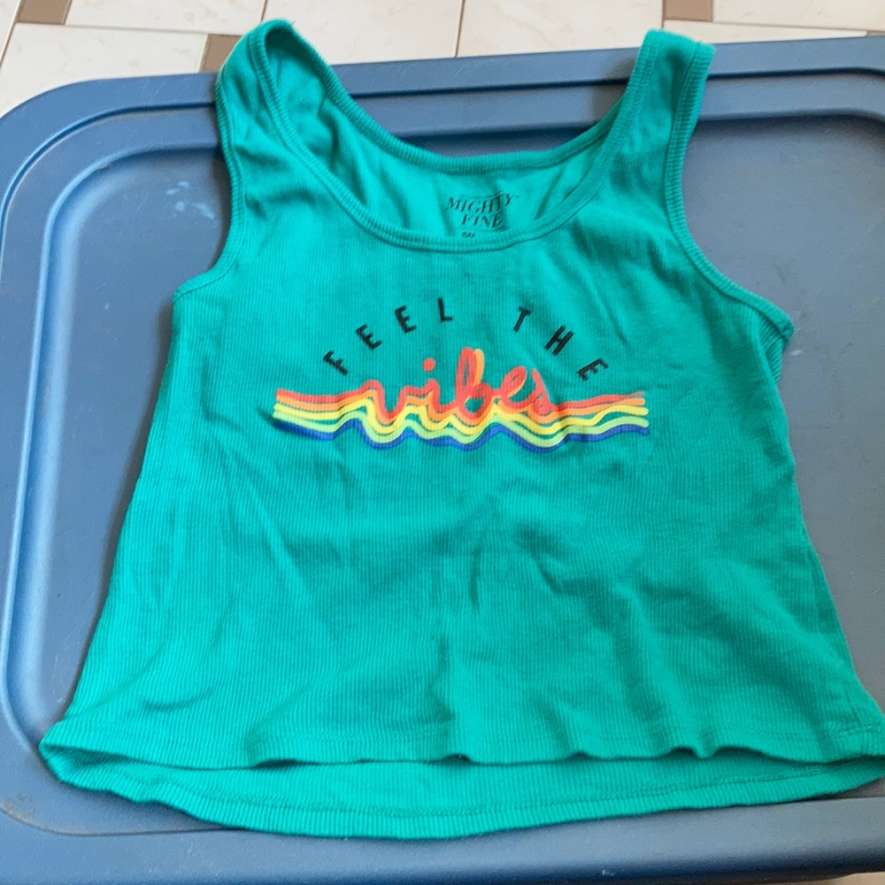 Cropped turquoise tank top